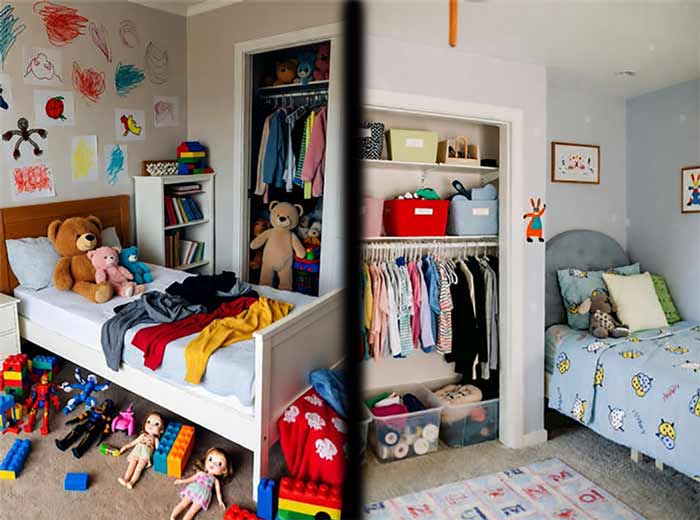 خانه تمرتب اتاق کودک قبل و بعد