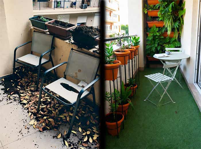 خانه تمرتب بالکن قبل و بعد