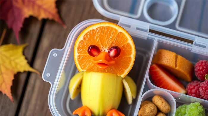 تزئین جوجه اردک با موز و پرتقال